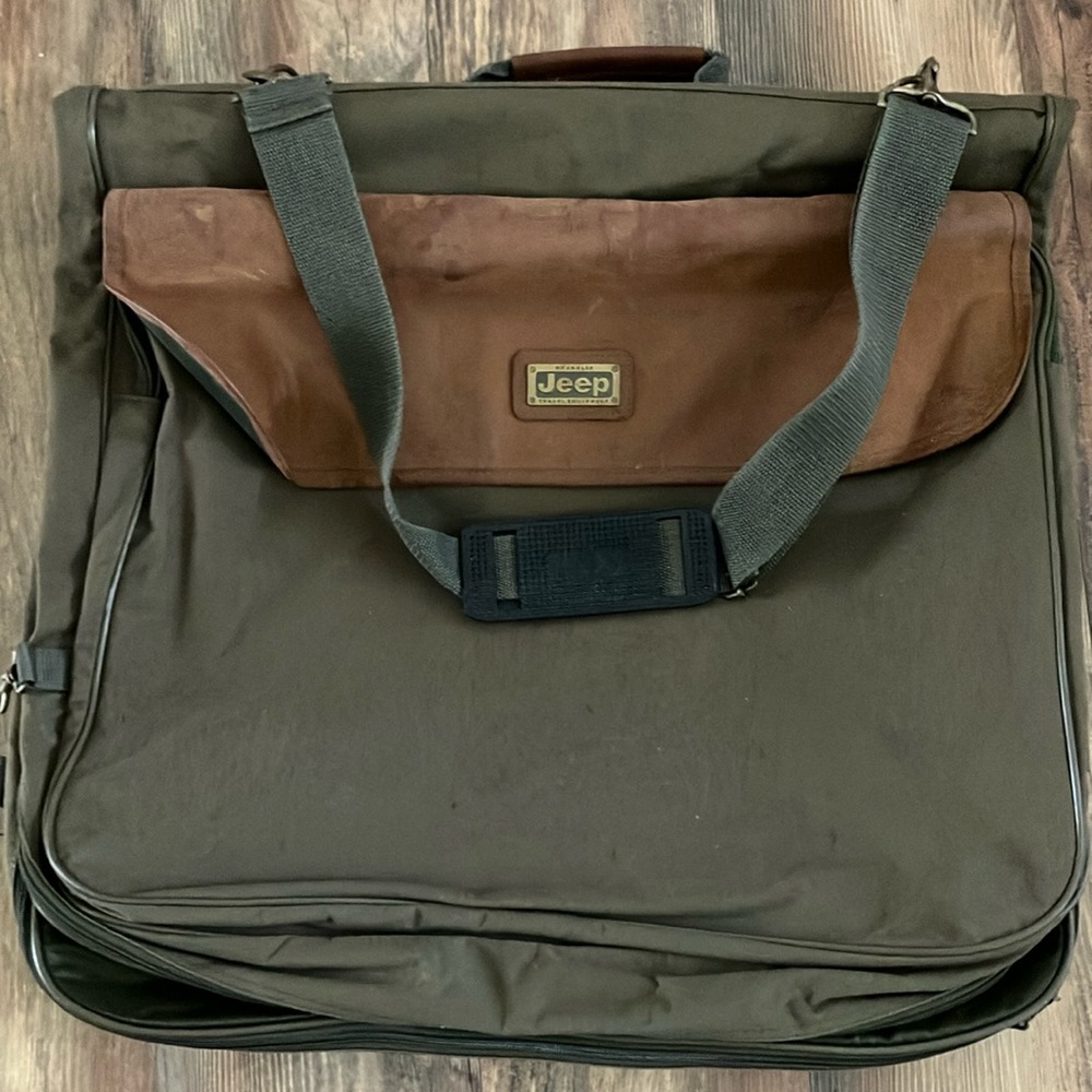 Jeep Brown and Green luggage Bag